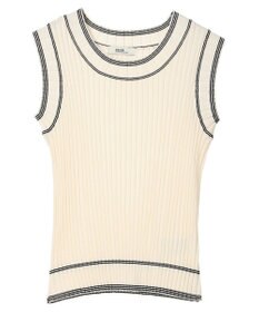 earth music&ecology ノースリーブラインニットプルオーバー