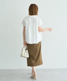 YECCA VECCA 刺繍カラーバルーンヘムブラウス