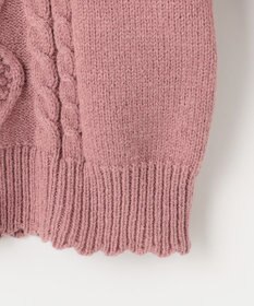 ANY KIDS 肩フリルハートケーブルニット