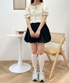 WEGO レースアップシャーリングブラウス