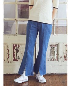 earth music&ecology Ｌｅｅ×ｅ．ｍ．ａ．ｅ．スリットフレアデニムパンツ