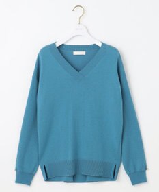 ANY SIS 【ウールブレンドシリーズ】フロント切替Vネック ニット