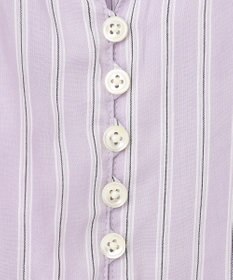 J.PRESS LADIES 【洗える】綿キュプラコードストライプ キーネック ブラウス