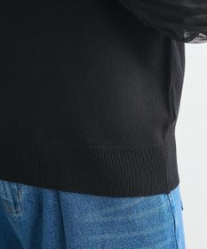 Green Parks 袖チュールマジョリカドッキングニットプルオーバー