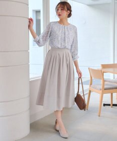 Tiaclasse L 水彩花柄シフォンブラウス