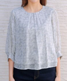 Tiaclasse L 水彩花柄シフォンブラウス