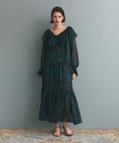 GRACE CONTINENTAL ラメストライププリントスカート