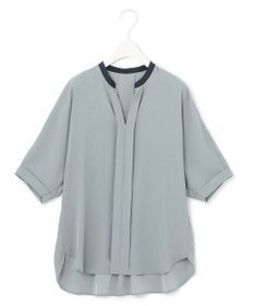 ICB 【WEB限定カラーあり・洗える】Back Satin Amunzen キーネックブラウス