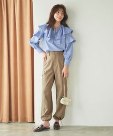 Feroux 【洗える】ラッフルスキッパー ブラウス