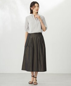 J.PRESS LADIES 【洗える・接触冷感】ドビー強撚ストライプ スキッパー ブラウス