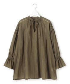 23区 【先行予約】リネンミックスシアースラブ ギャザーブラウス