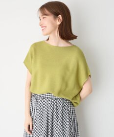 ANY 【洗濯機可/アンチピリング/UVカット】アクリルガーターフレンチスリーブニット