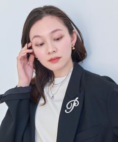 Phoebe パール×ドロップメタル3連ネックレス　シルバー