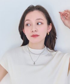 Phoebe パール×ドロップメタル3連ネックレス　シルバー