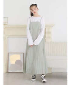 earth music&ecology ＳＥＴ２点　オーガンジー刺繍＋プリーツワンピース