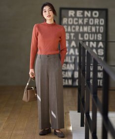 ANY L 【洗濯機可/ストレッチ/ウエストゴム/裏起毛】マルチファンクションストレッチチェックワイドパンツ