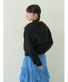 earth music&ecology クルーネック袖シャーリングスウェット