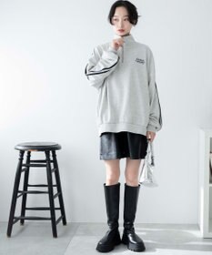 WEGO ラインハーフジップBIGスウェット