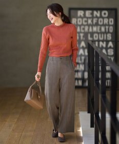 ANY L 【洗濯機可/ストレッチ/ウエストゴム/裏起毛】マルチファンクションストレッチチェックワイドパンツ