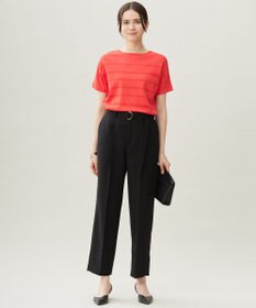 自由区 S 【接触冷感・UVカット・洗える】クレープストレッチボーダー ニット