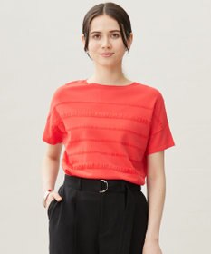 自由区 S 【接触冷感・UVカット・洗える】クレープストレッチボーダー ニット