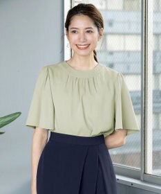 Tiaclasse 【洗える】5分丈フレアスリーブブラウス