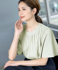 Tiaclasse 【洗える】5分丈フレアスリーブブラウス