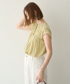 YECCA VECCA <<接触冷感>>フレンチスリーブギャザーブラウス