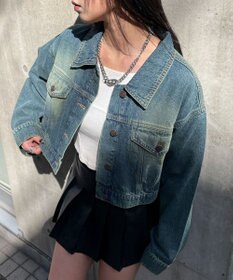 WEGO ヴィンテージウォッシュショートデニムジャケット