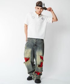 WEGO 【ユニセックス着用ITEM】ブリーチグラフィックポロシャツ（SS）
