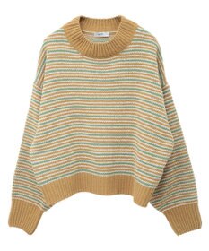 earth music&ecology マルチボーダーベロアモールプルオーバー