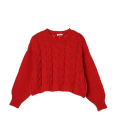 earth music&ecology ローゲージ手編み風ケーブルプルオーバー