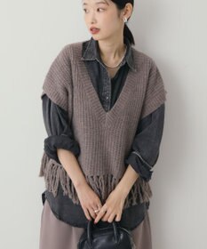 AMERICAN HOLIC 裾フリンジニットショートベスト