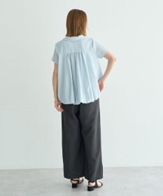 YECCA VECCA 刺繍カラーバルーンヘムブラウス