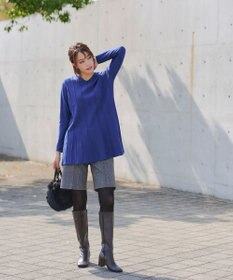 Tiaclasse 【洗える】ストライプ編みフレアニットチュニック