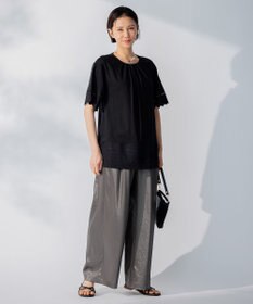 自由区 【洗える】エンブロイダリー チュニック丈カットソー