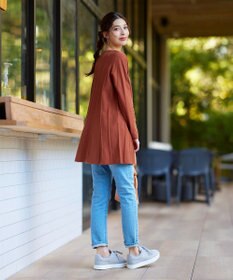 Tiaclasse 【洗える】ストライプ編みフレアニットチュニック