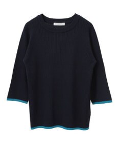 Green Parks ＢＰ　袖口カラーリブ７分袖ニットプルオーバー