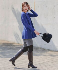 Tiaclasse 【洗える】ストライプ編みフレアニットチュニック