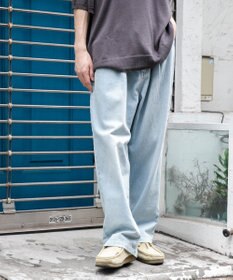 WEGO 【ユニセックス着用ITEM/ウエストゴム/SMLサイズ展開】デニムルーズテーパードパンツ