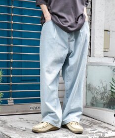 WEGO 【ユニセックス着用ITEM/ウエストゴム/SMLサイズ展開】デニムルーズテーパードパンツ