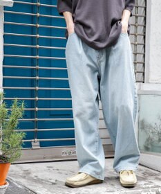 WEGO 【ユニセックス着用ITEM/ウエストゴム/SMLサイズ展開】デニムルーズテーパードパンツ