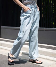 WEGO 【ユニセックス着用ITEM/ウエストゴム/SMLサイズ展開】デニムルーズテーパードパンツ