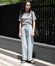 WEGO 【ユニセックス着用ITEM/ウエストゴム/SMLサイズ展開】デニムルーズテーパードパンツ