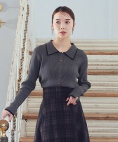 earth music&ecology バイカラートリムニットカーディガン