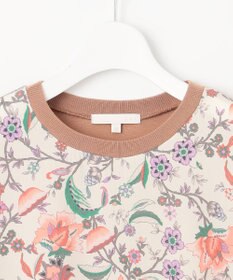 自由区 L 【アンサンブル対応・洗える】マラケシュフラワープリント半袖 ニットプルオーバー