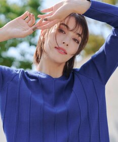 Tiaclasse 【洗える】ストライプ編みフレアニットチュニック