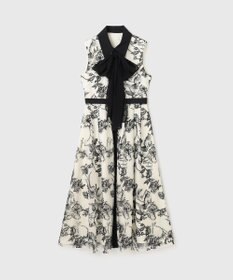 GRACE CONTINENTAL フラワー刺繍ボウタイドレス