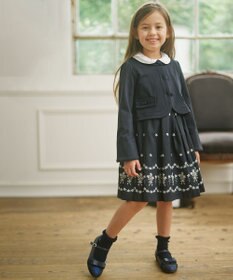 組曲 KIDS 【110-140cm】グログランアーチフラワー刺繍 ワンピース