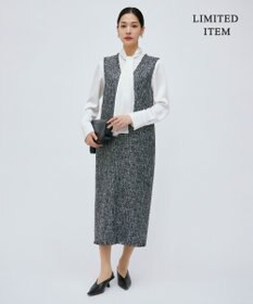 ICB 【WEB限定・洗える】 ドレープサテン ボウタイブラウス